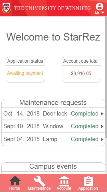 StarRez Mobile App Prototype snapshot